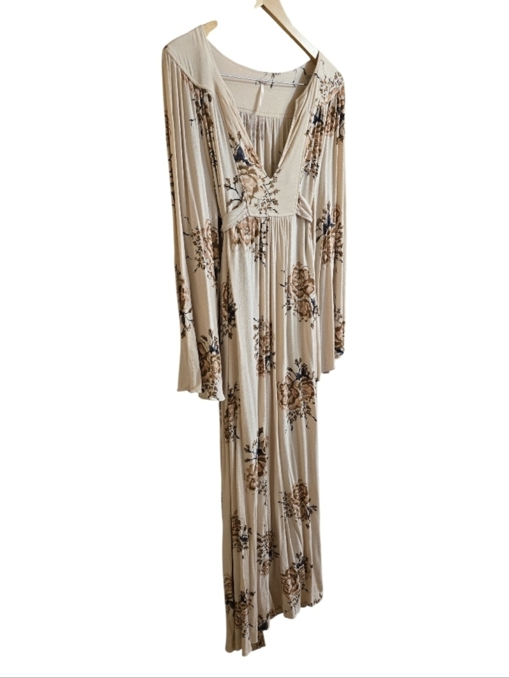 Free People Wild Laurel Boho Floral Bell Sleeve Empire Waist Maxi Dress. Large - Picture 3 of 8